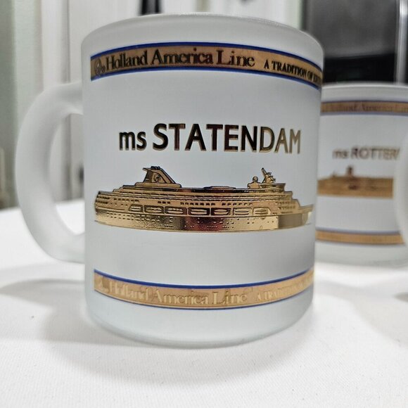 Holland America Line Frosted Glass Mugs - Statendam Zaandam Prinsendam Rotterdam - Picture 4 of 11